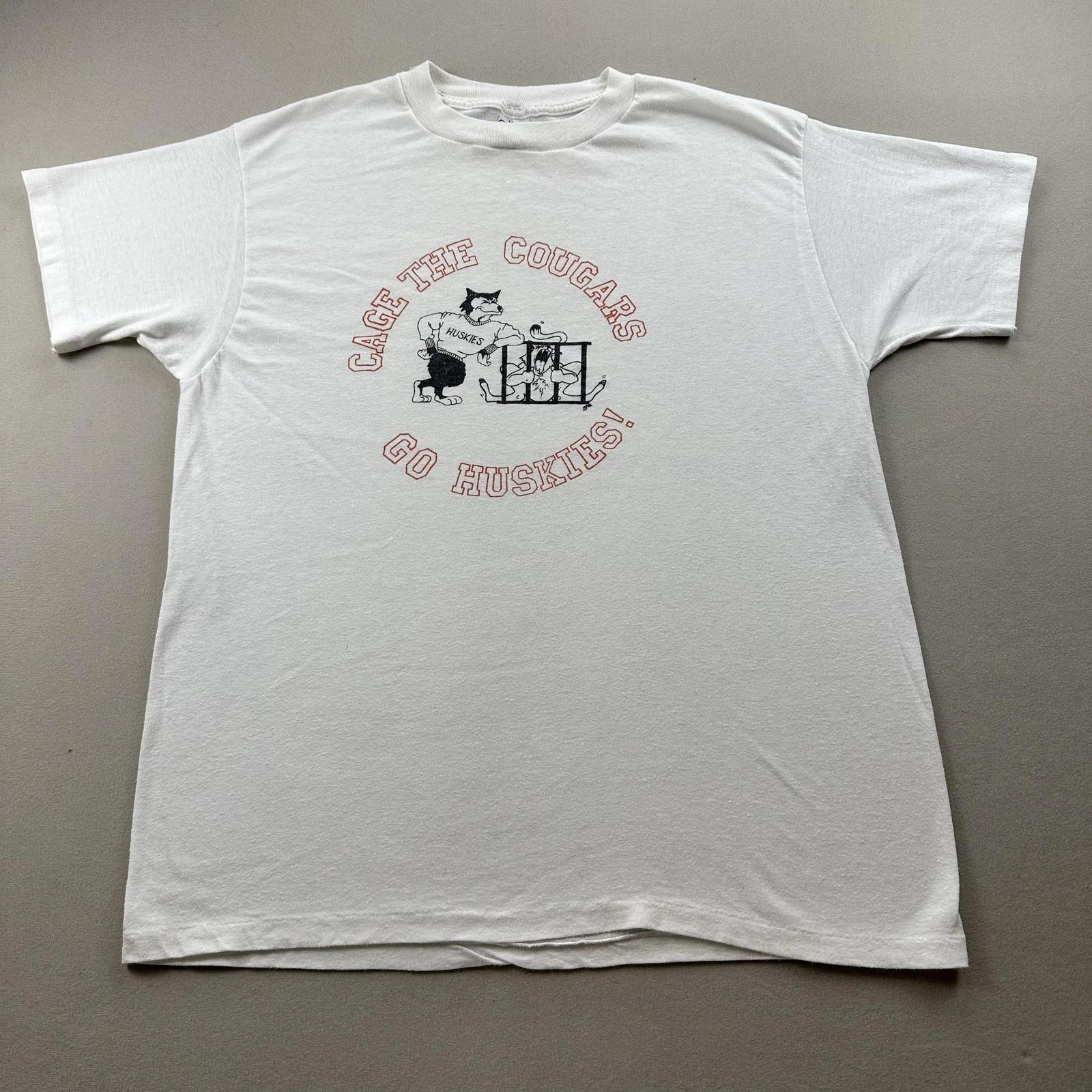Vintage Washington Huskies T-Shirt Mens Medium White WSU Cougars Rivalry USA 80s 4XL