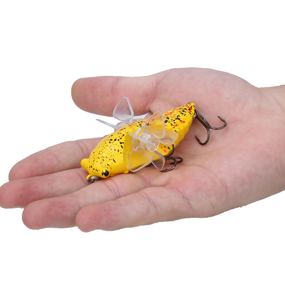 Hard Fish Lure Bionic Cicada Shape Fishing Bait with Rotating Spins Propeller Treble Hook 7.5cmY238 8