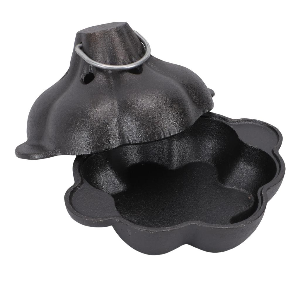 Garlic Roaster with Lid Cast Iron Smoker Garlic Roaster Potato Baker for Kitchen Oven Outdoor BBQ Grill