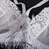 Sensual Lace Trim Thong Leg Garter Set - Ultra-Thin, See-Through, Chest-Minimizing Lingerie