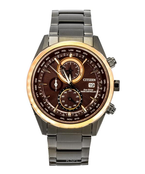 Citizen Attesa Perpetual Radio Controlled Chronograph Stainless Steel Red Dial Eco-Drive AT8267-86X 100M Men's Watch