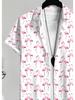 Men's Casual Flamingo Printed Short - Sleeve Shirt, Polyester Material, Mixed Color, Multiple Specifications Available, Stylish for Daily Wear &