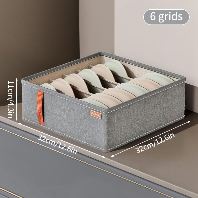 7/16/24 Grid Underwear Storage Box Cotton Linen Clothing Bra Cabinet Drawer Sock Storage Box Wardrobe Clothes Divider