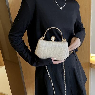 Nischen-Damenhandtasche 2024 Sommer Neue Ketten-Schulter-Umhängetasche mit Griff Einzigartige Handtasche mit goldener Schnalle