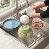 Adjustable Sink Dish Drying Rack Rust‑Resistant Over Sink Drain Mat  for Kitchen