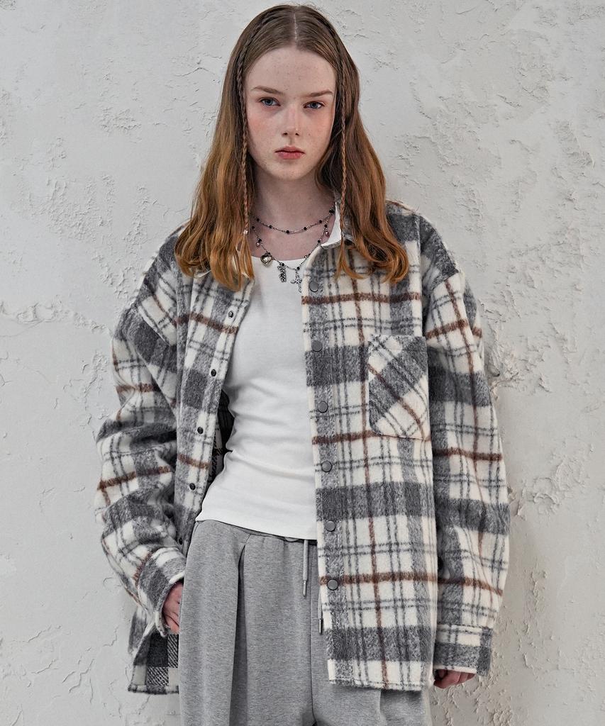 Avandress Albert Overfit Check Shirt Jacket Pink