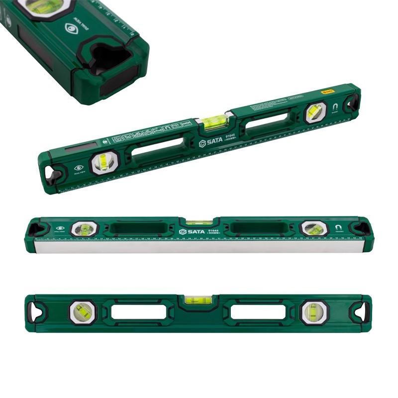 SATA 91640 High-Precision Magnetic Leveling Tool with Protractor and Straight Edge Ruler