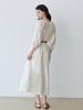 Le Studio Natural Shirred Long Dress + Belt Set (Iv)