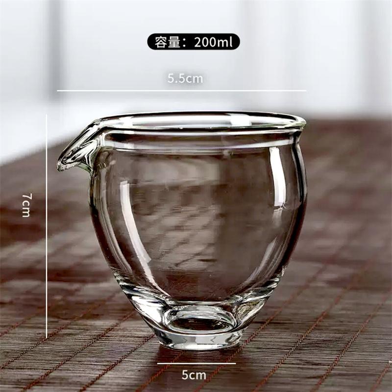 Japanese 200ml Chahai High Borosilicate Glass Tea Cup Tea Dispenser Heat-resistant Glass Fair Cup Kung Fu Tea Set 200ML