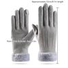 Autumn Winter Warm Suede Gloves Plus Velvet Thickened Plush Decor Cuff Gloves Outdoor Coldproof Touchscreen Riding Ski Gloves