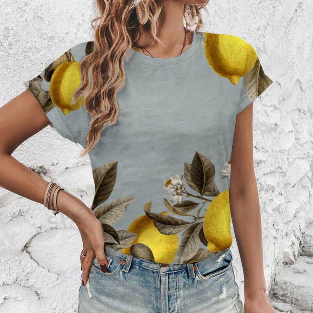 Women's T-shirt Artistic Fruit Pattern Fashion Printing Ummer Leisure Popular Short Sleeved Top