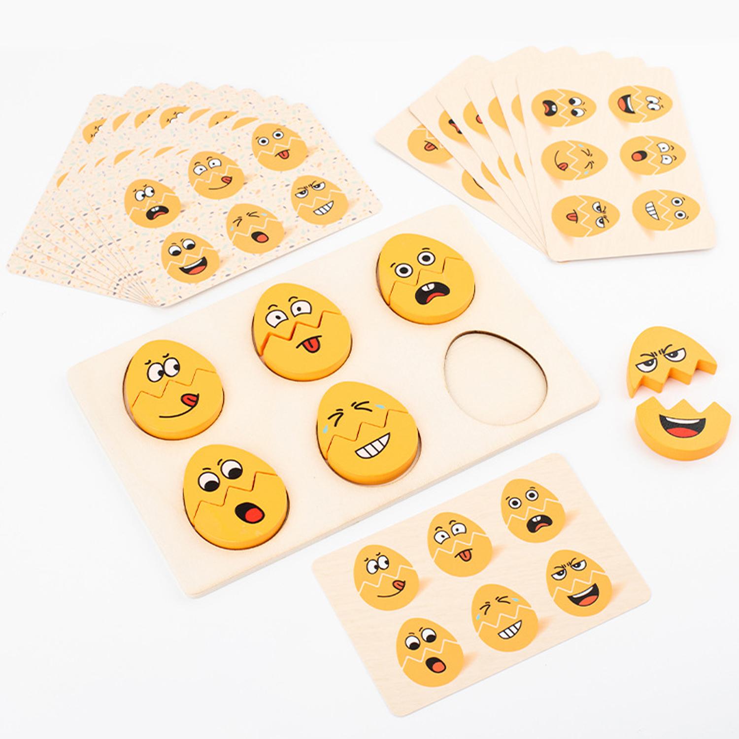 Children S Wooden Fun Expression Egg Matching Board, Baby Focus Training, Interactive Game, Game Plaything For Kids
