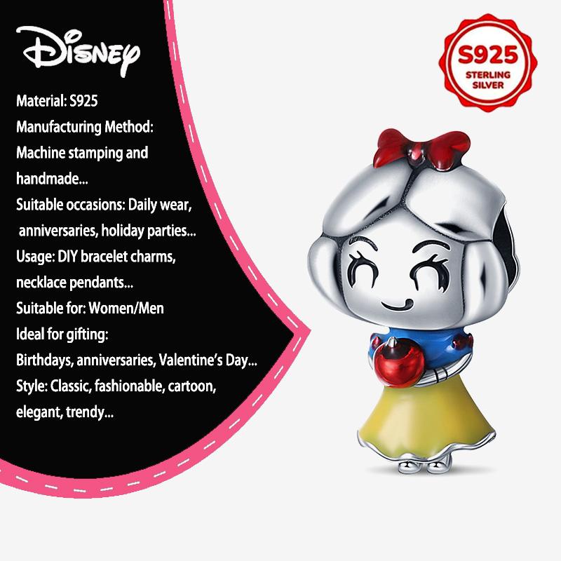 New Disney 925 Silver Winnie & Stitch Charms for Bracelet Necklace DIY Jewelry Gifts Holiday Party