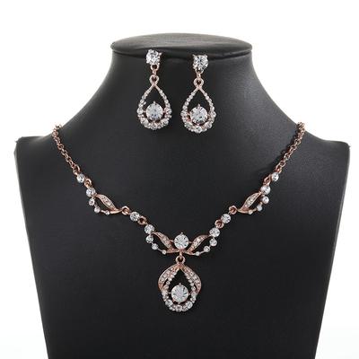 Rhinestone Necklace Accessory Earrings Popular Set