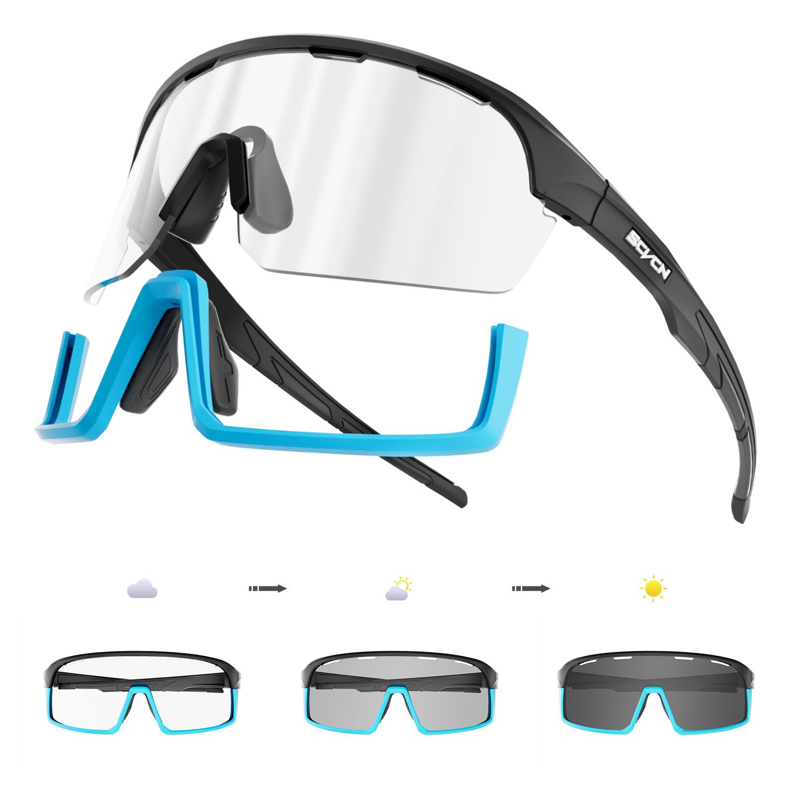 

SCVCN Photochromic Cycling Glasses Sunglasses for Man Blue Outdoor Sports Bike MTB Fishing Glasses Eyewear Bicycle Goggles UV400 Photochromic 1lens