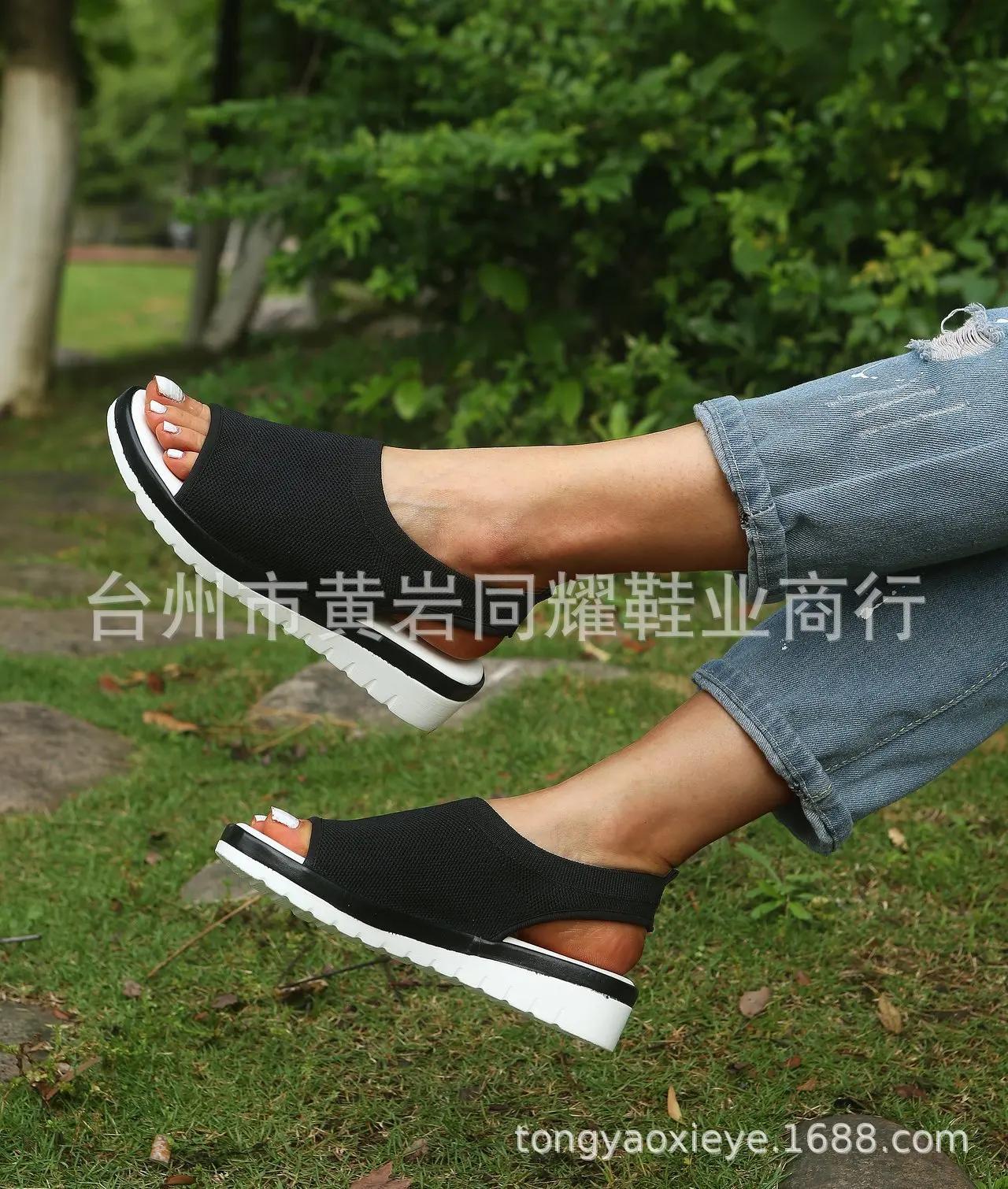 

Обувь Женская 2025 Летние Сандалии Sapato Feminin Удобные ПУ Покупки Плоская Подошва Сандалии Для Женщин Обувь Пип То Сандалии Женские НОВИНКА 11