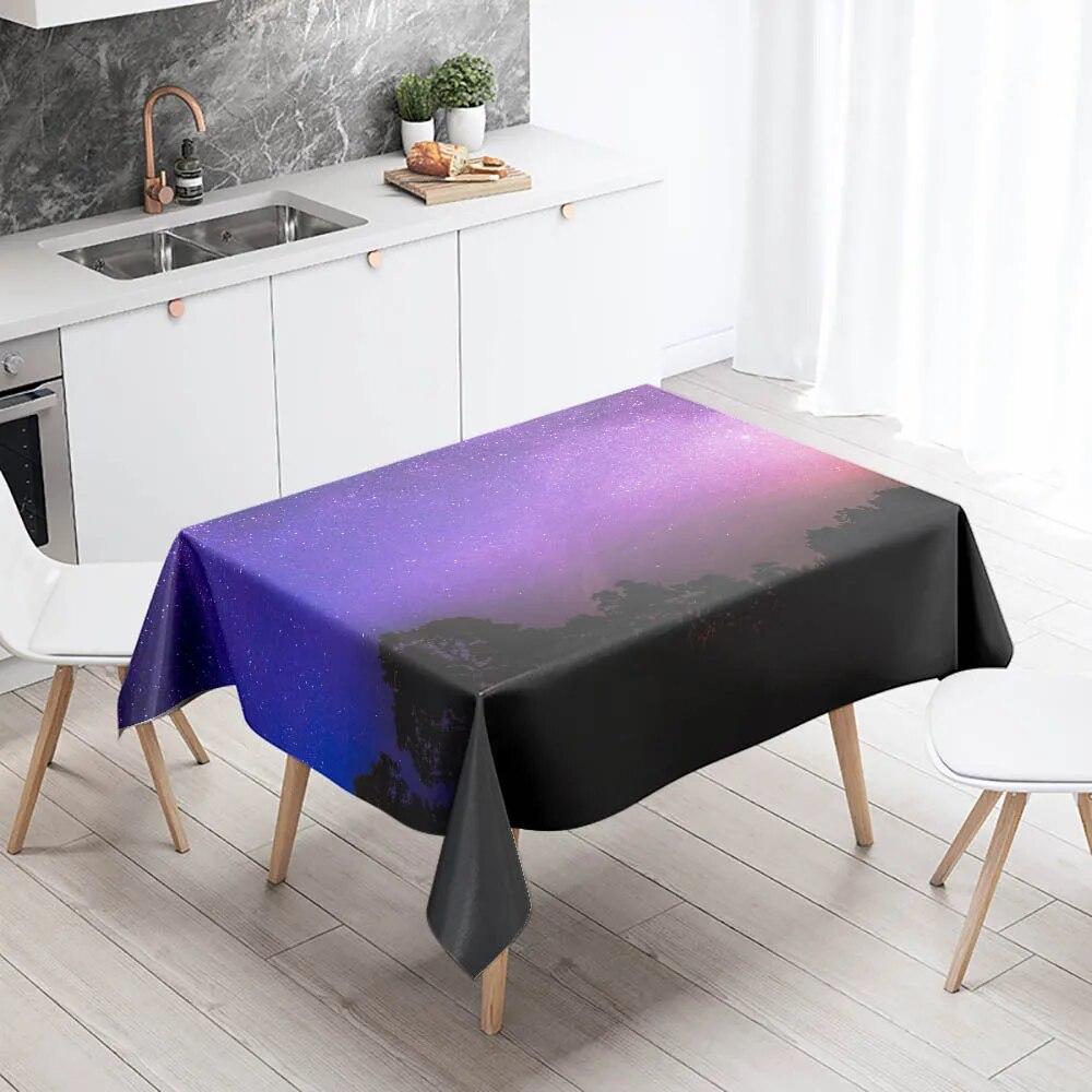 Starry Universe Tablecloth Camping Party  Anti-Stain Waterproof Rectangular Kitchen Dining Table Home Decor