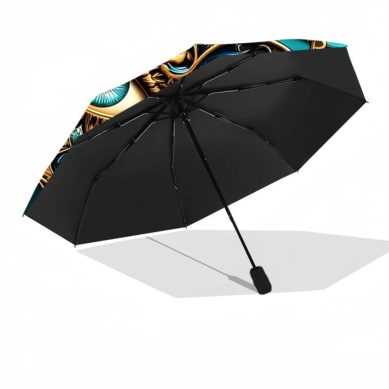 1pc Sturdy 8-Bone Auto Umbrella, hamsa Umbrella, Digital Printed, Foldable Umbrella for On-the-Go Outdoor Use