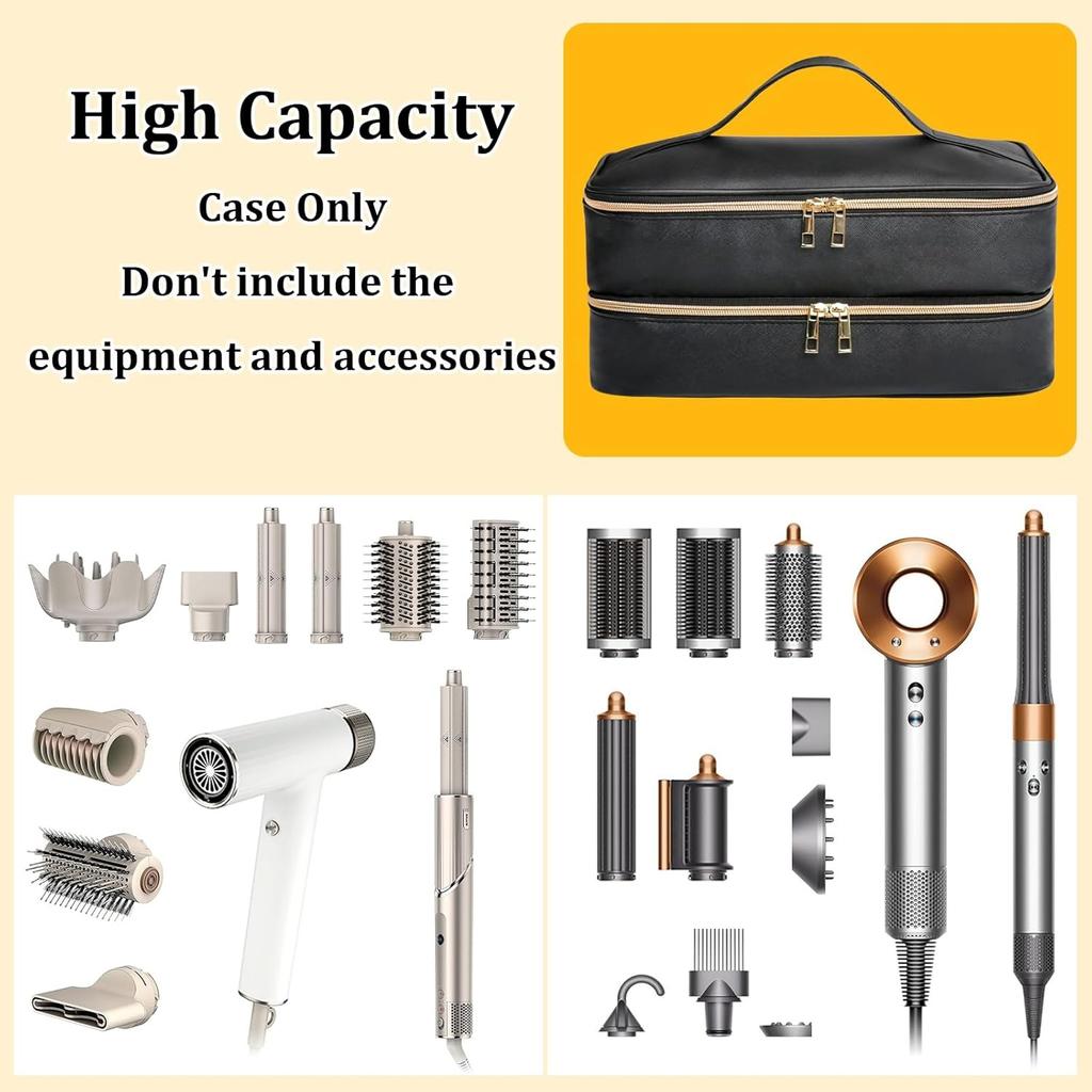 Reisdraagtas voor Shark Flex Style, Dubbellaagse Opbergtas voor Shark SpeedStyle Haardroger Accessoires, Waterdichte PU Leer Organizer Tas