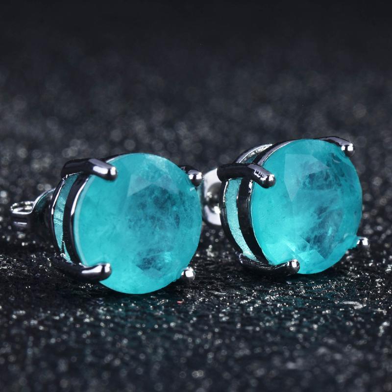 Orecchini a Bottone in Argento Sterling 925 con Pietra di Tormalina Rotonda da 10 mm per Donna Moda Festa Gioielli Regalo Anniversario