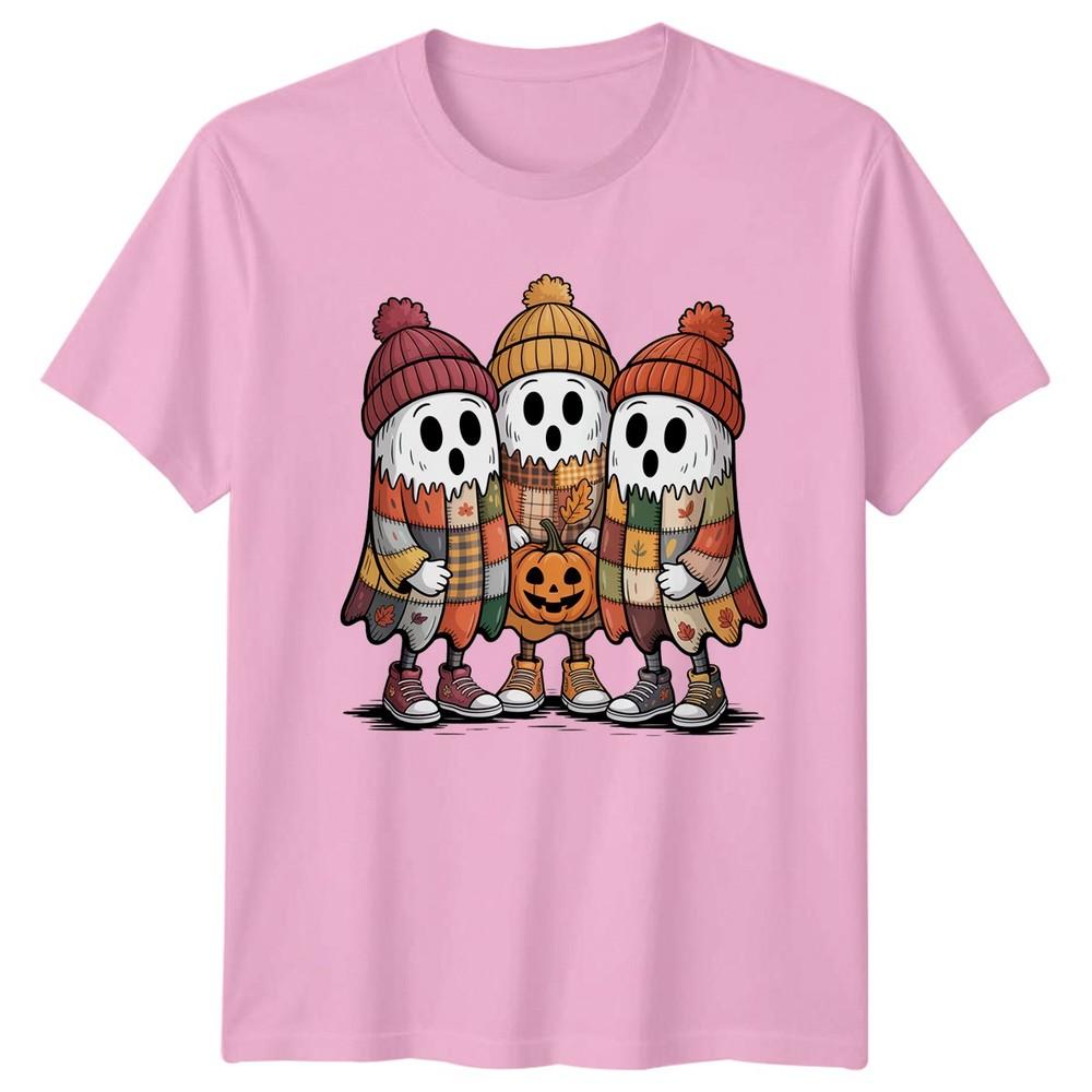 Cozy Fall Ghosts With Pumpkin TShirt Spooky Cute Halloween Autumn