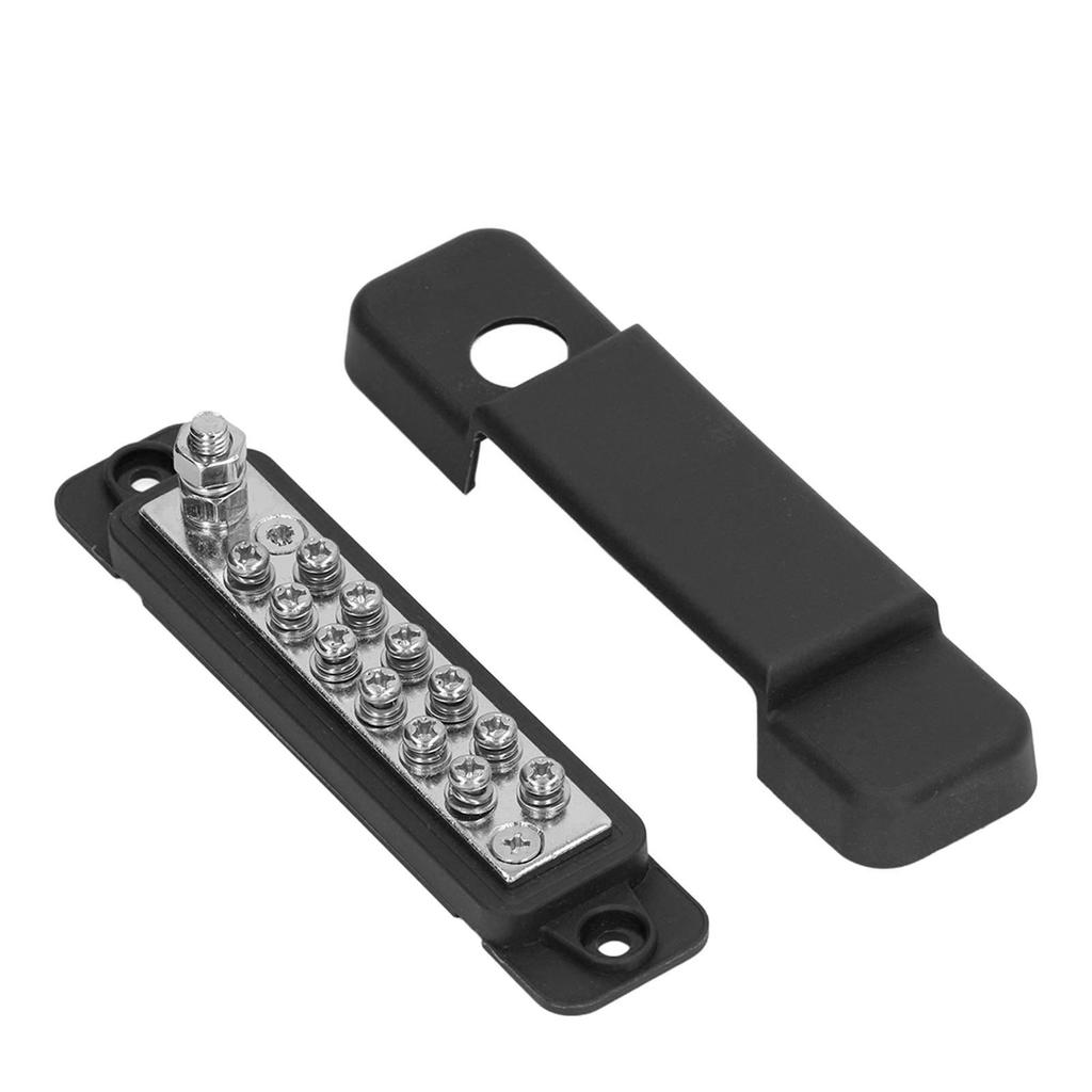 Power Distribution Terminal Block Busbar 12 Position Studs Distribution Block Bus Bar with Cover