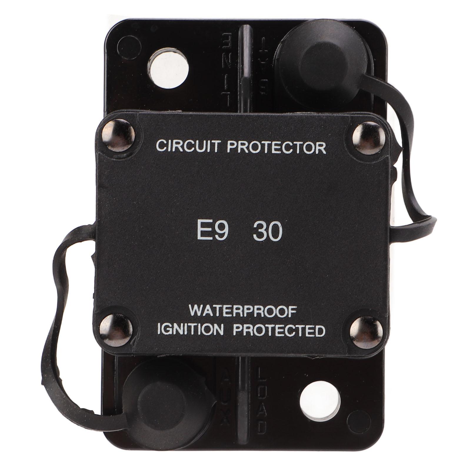 

Automatic Reset Circuit Breaker 32V 30A 1/4in Stud IP67 Protection Fireproof for Trucks Buses RVs Ba