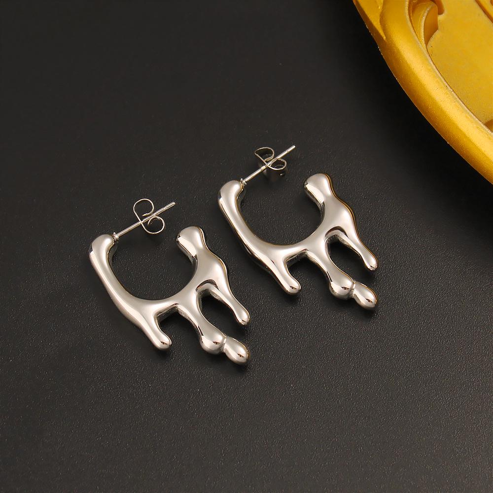 18K Stainless Steel Irregular Geometric Stud Earrings