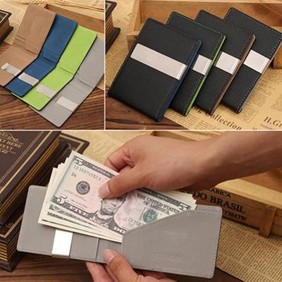 Porte-cartes de crédit magique en Faux cuir pour hommes, pince à billets, portefeuille court