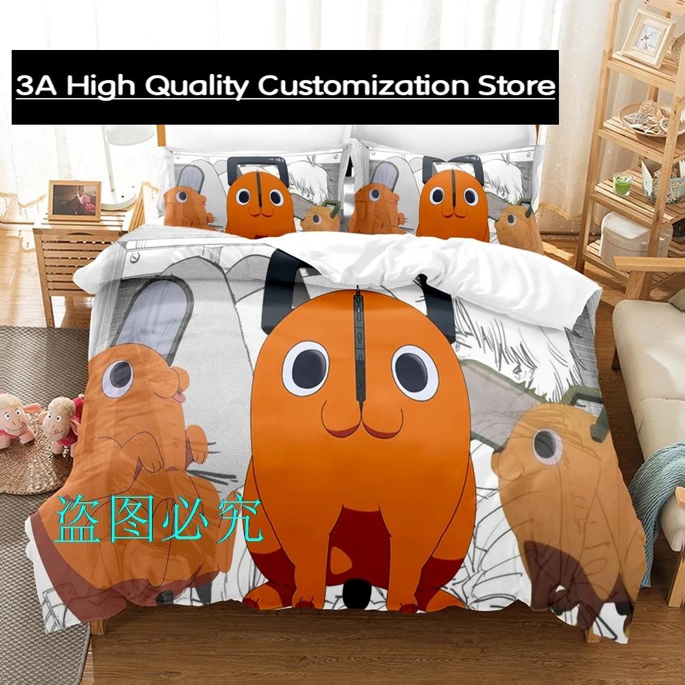 

Pochita Chainsaw Man Bedding Set Single Twin Full Queen King Size Bed Set Adult Boys Bedroom Duvetcover Sets parure de lit Bed EU Single(135*200cm)3pcs