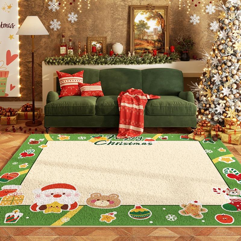 Christmas Living Room Decoration Rug Large Area Anti-slip Mat Fluffy Soft Children Rugs Cute Cartoon Bedroom Decor Plush Carpet