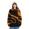 Li-Ning Tie-Dye Reflective Fleece Warm Loose Pullover Hoodie Unisex hoodies Black Rich-Orange AWDTD23-6