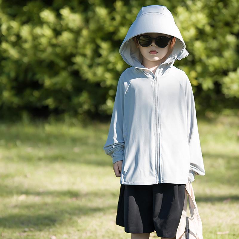 Children's sunscreen clothing 1011 new summer ice silk light boys and girls baby brim removable sunscreen clothing jacket