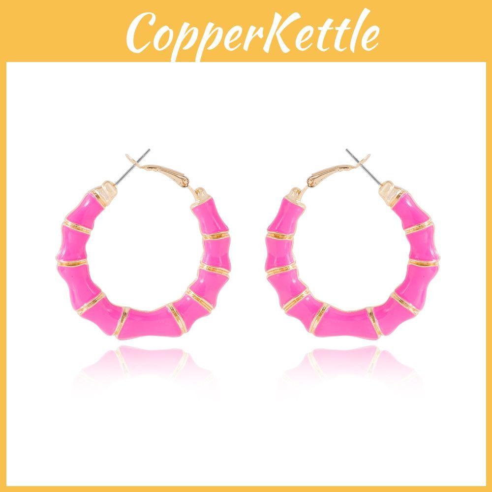 Pink Vibrant Hoop Earrings For Women Large Circle Design Jewelry Alloy