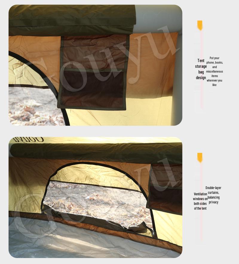 Army Green 6.3m² Inflatable Camping Tent with Canopy - Waterproof, Ideal for Overnight Camping