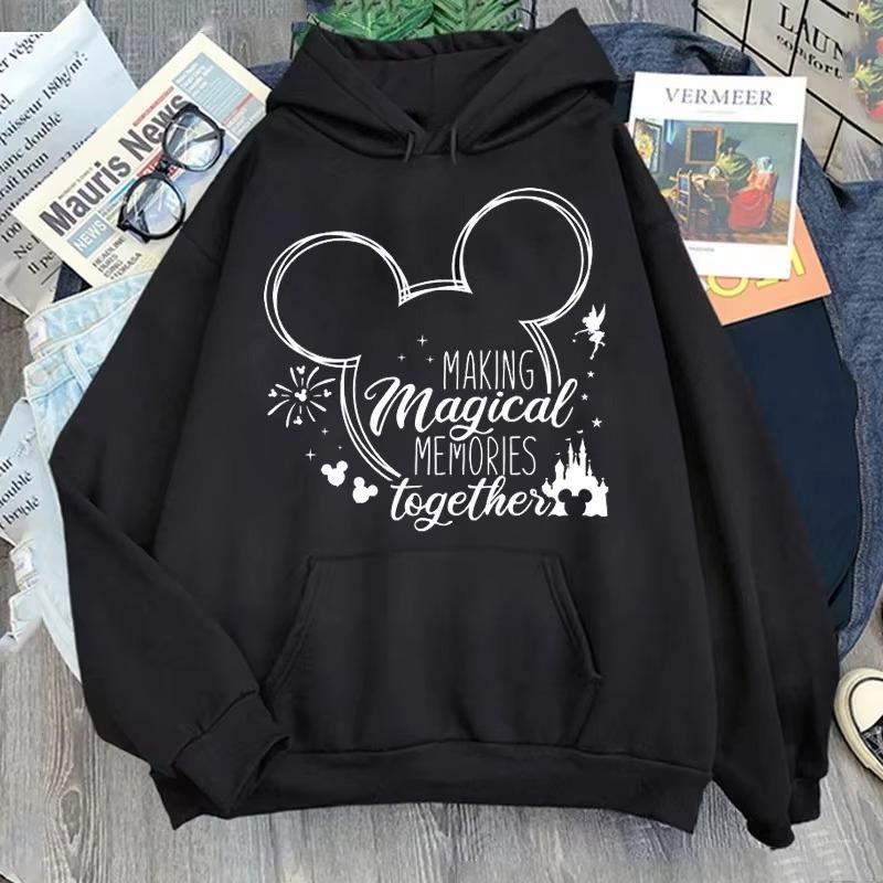 Disney 2025 Trip Printed Hoodies Fashion Female Casual Clothing Long Sleeve White Pullover Kawaii Cartoon Graphic Sweatshirt