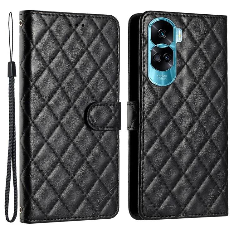 

For Honor 90 Lite 5G / X50i 5G Case Rhombus Grid PU Leather TPU Phone Stand Cover