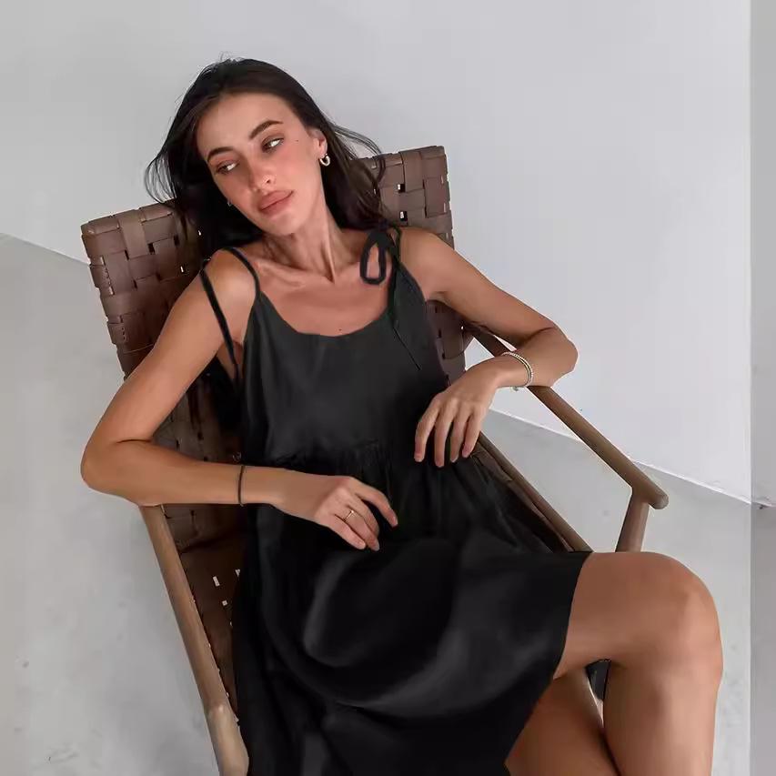 2025 Summer Cotton Linen Suspender Dress: Sexy, Loose, One-Piece for Europe & America