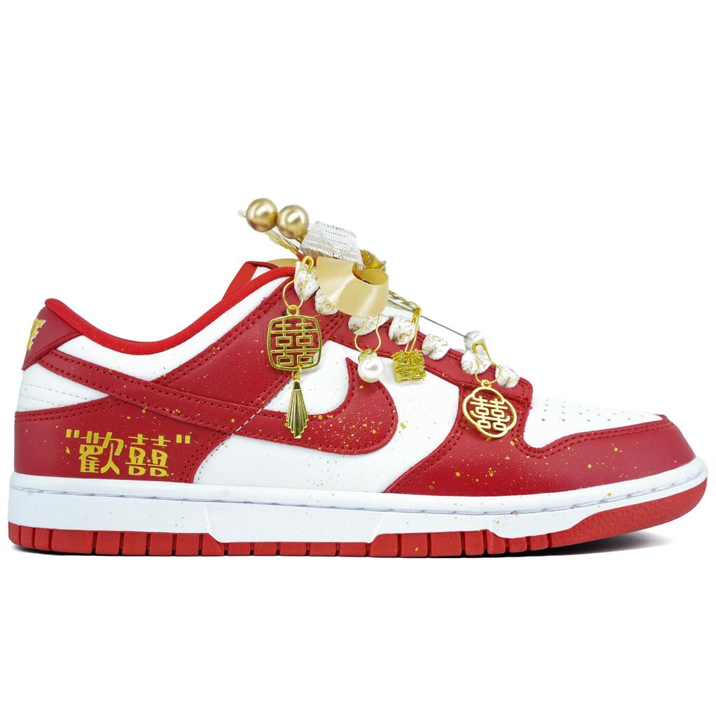 Nike Dunk Lightweight Breathable Lightweight And Breathable Low top Skateboard Shoes Unisex Wedding Red DD1873-116(Team975-S-BOX)