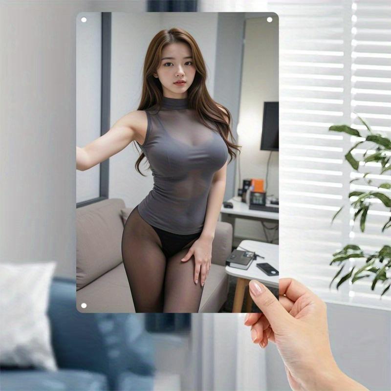 Metal Wall Art Vintage Female Silhouette Sign 2D Flat Metal Plate Durable Chic Home Decor