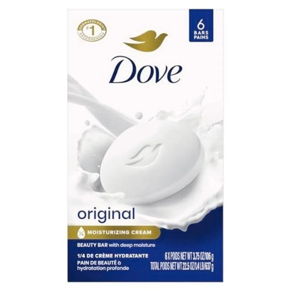 Dove Original Beauty Bar Soaps (8 bars) for soft and smooth skin. Includes 1/4 oz moisturizing cream.