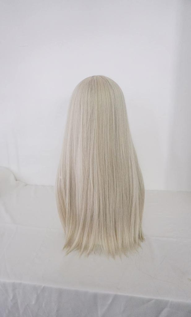 RyuuCos Long Long Gold Small Heat School Cultural Festival Peruka damska, Włosy, Proste, Peruka, Platyna, Twarz, Naturalne, Cosplay, Odporne, Przebranie,