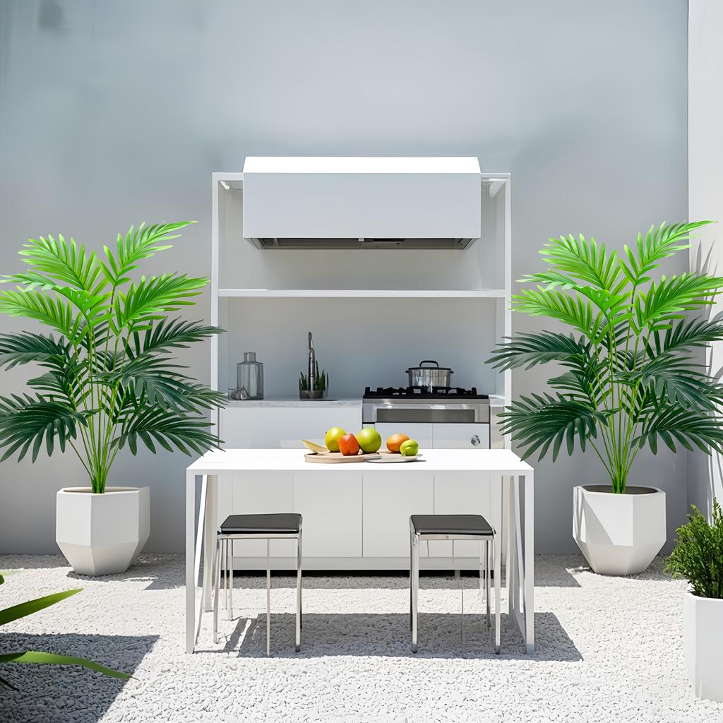 3pcs Outdoor Artificial Green Plants, High Simulation Palm Tree Sets, Indoor/outdoor Use, Excluding Flower Pots.