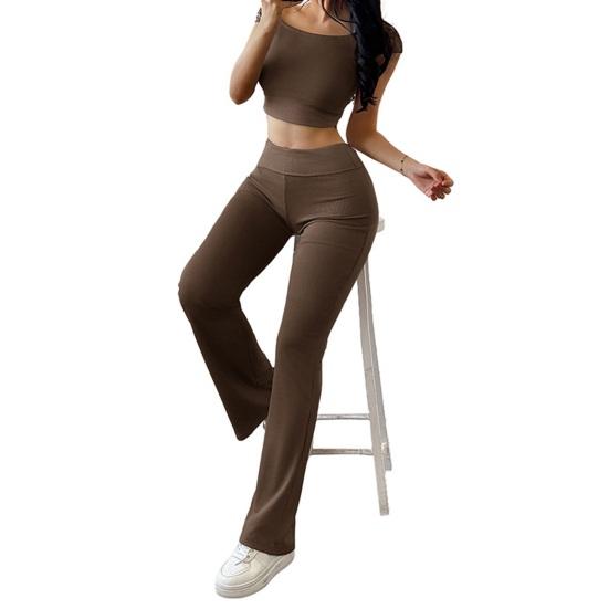 Women's 2 Piece Lounge Outfits Short Sleeve Crop Top High Waisted Flared