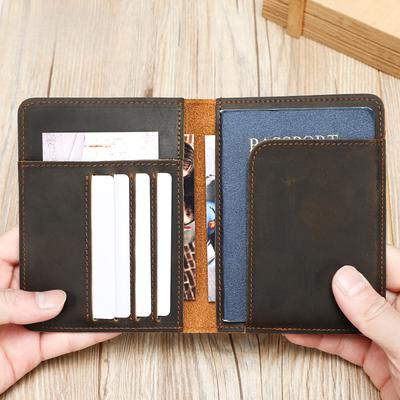 Retro Crazy Horse Leather Men's Card Bag Passport Document Storage Bag Genuine Leather Versatile Document Wallet