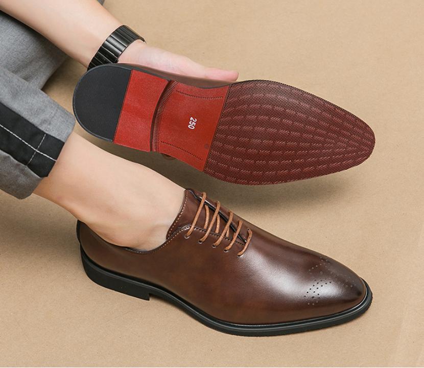 High End Brand Interview Office Business Shoes British Style Black Brogue Shoes Massage Soles Men's Wedding Square Toe Shoes