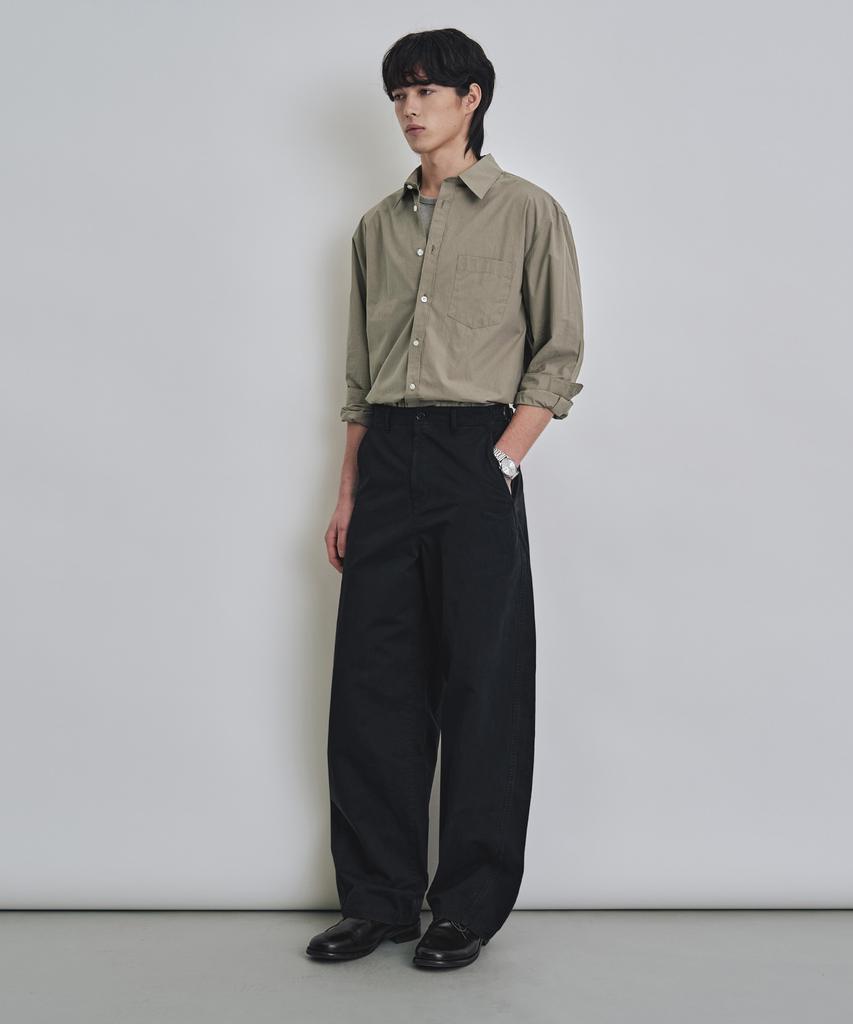 COSTUME O’CLOCK Cotton Washed Curved Pants Black Coospt251Black