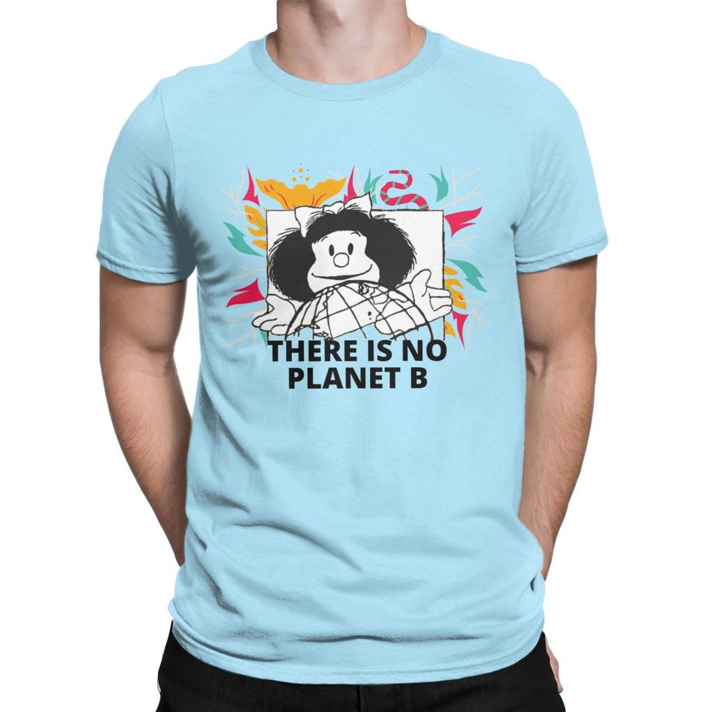 Mafalda There Is No Planet B T Shirt Men 100 Cotton Funny T Shirt Round Collar