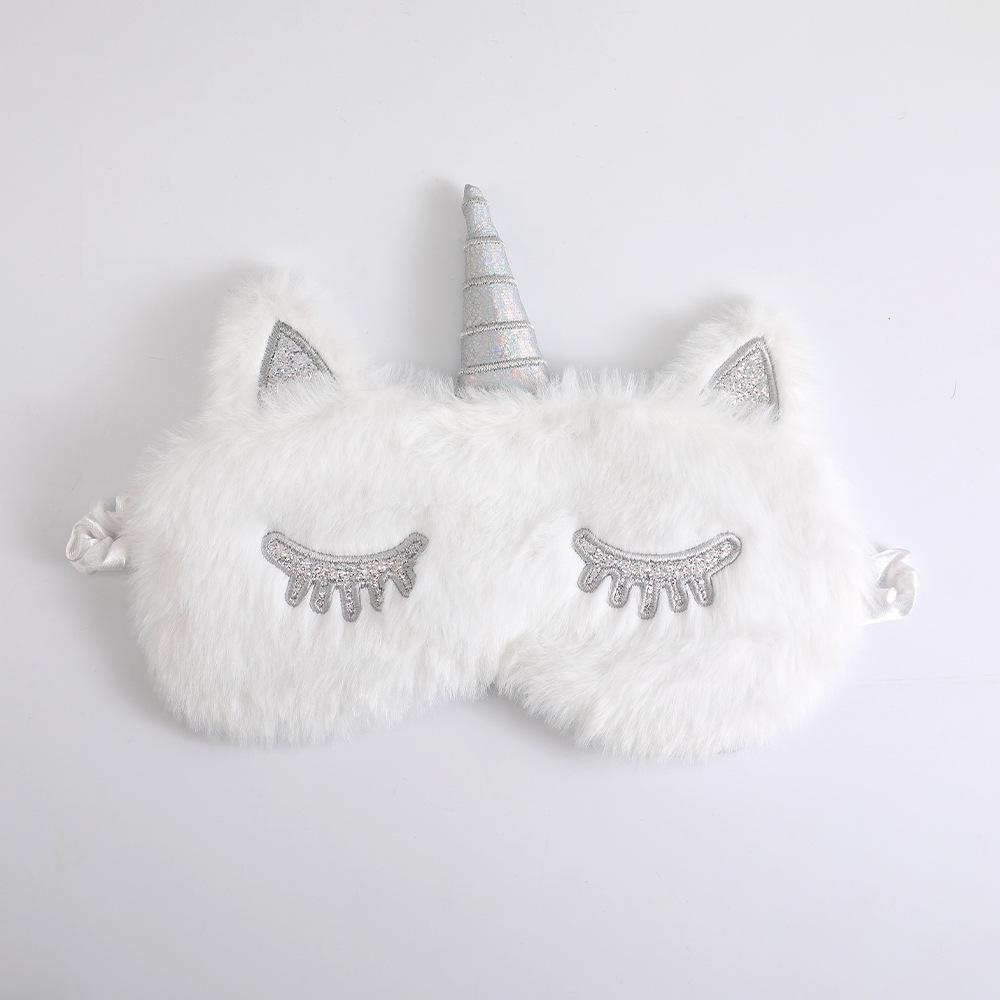 Gradient Plush Unicorn Sleep Mask - Cute, Colorful, Light-Blocking Eye Protector