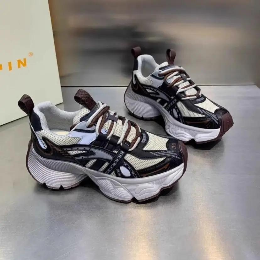 Fashion Women's Dad Shoes High On Platform Mesh Breathable Walking Vulcanized Shoe Korean Daily Routine New In Casual 39 Ladies Footwear